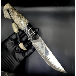 ЖАЙВОРОНОК ніж ручної роботи Павла Гончаренка, сталь - к110 в ламінаті з нержавіючої сталі 95х18 через  нікель, 61 HRC. Photo 3